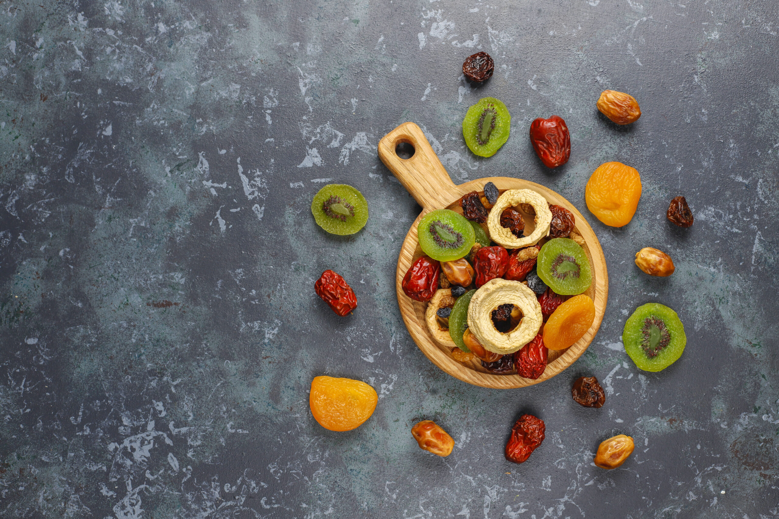 Dried organic fruits assortment.